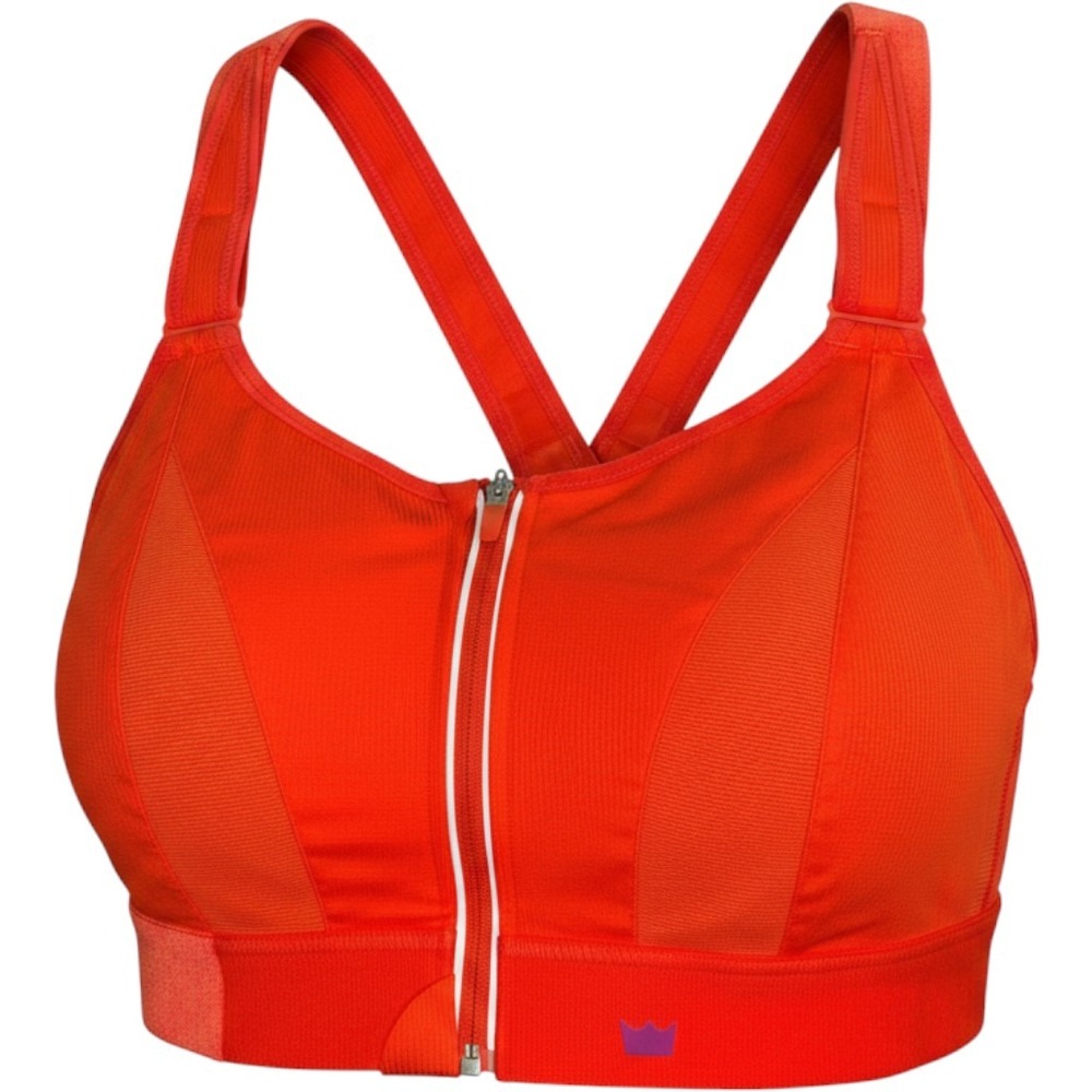 SHEFIT Ultimate Sports Bra Orange High Impact Zip Front Adjustable Size Small